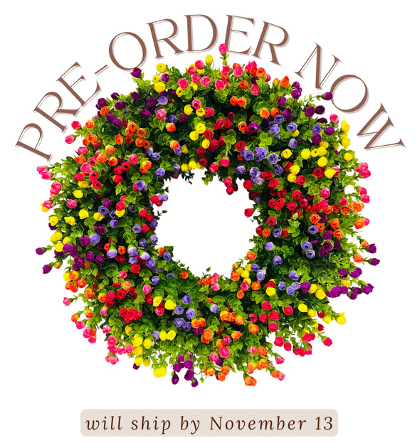 Pre-order Multicolored Spring Summer Wreath - Ship by 11/13/2026