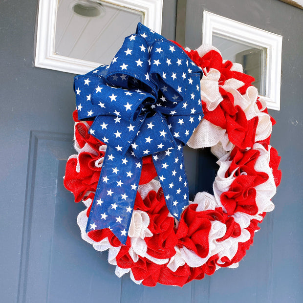 American Flag Wreath, Patriotic Wreath, 4th of July Wreath, Memorial Day wreath, burlap wreath, Rustic USA Wreath, gift for veteran