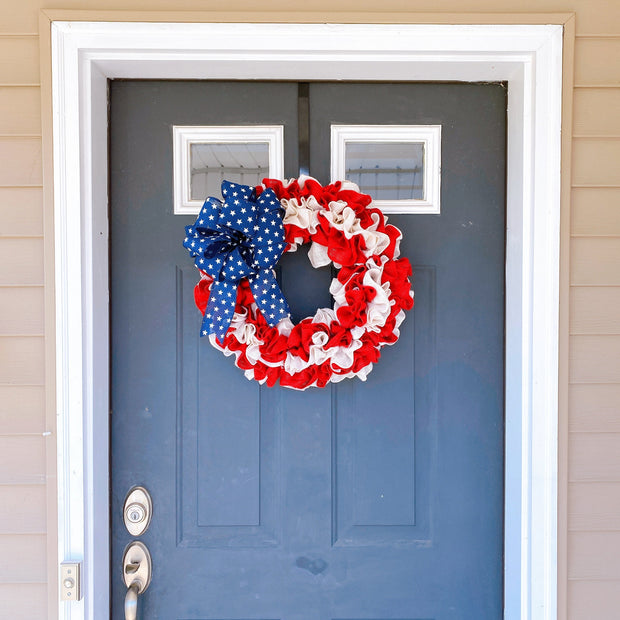 American Flag Wreath, Patriotic Wreath, 4th of July Wreath, Memorial Day wreath, burlap wreath, Rustic USA Wreath, gift for veteran