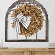 Burlap Wreath, Farmhouse Wreath, Neutral  Burlap Wreath with Bow, Big Bow Wreath, Rustic Year Round Wreath, Gift for Mom, Front Door Wreath