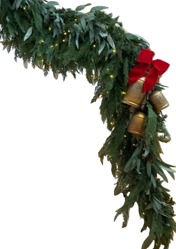 9’ Artificial Real-Touch Cedar and Long Leaf Eucalyptus Garland
