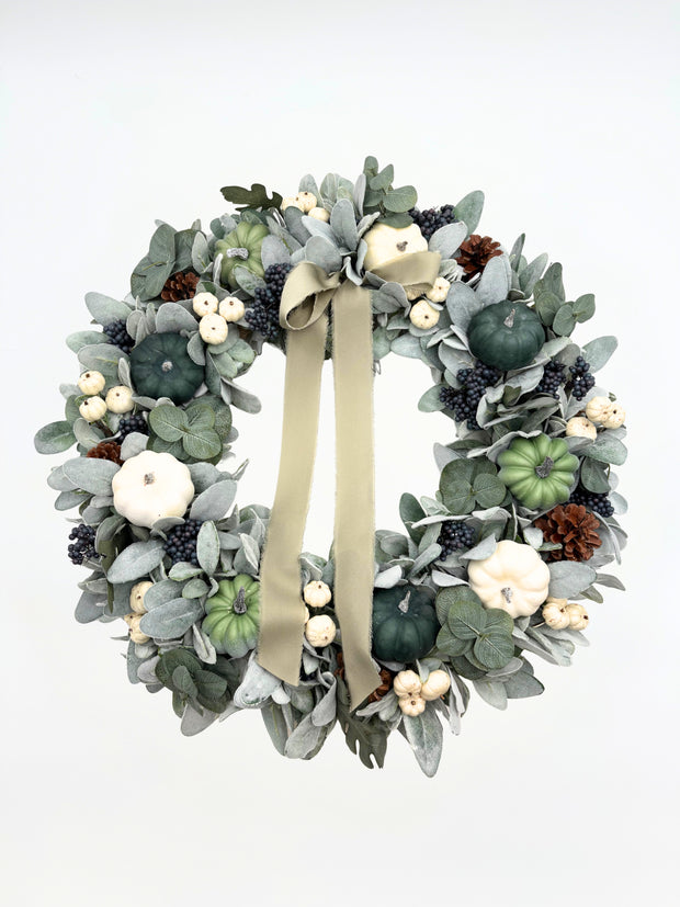 Fall Harvest Pumpkin Wreath with Blueberries