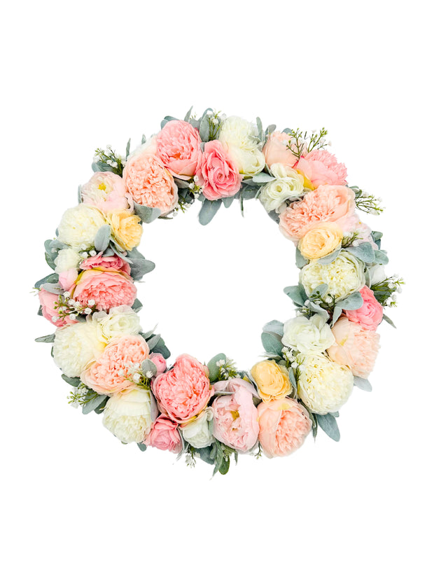 Pink Peony and Ranunculus Wreath