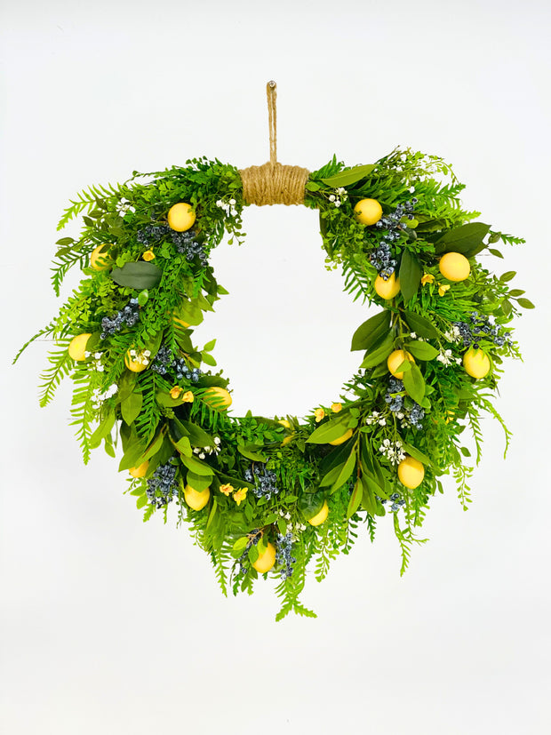 Cascading Lemon Blueberry Fern Wreath