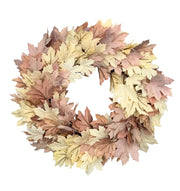 Neutral Cream and Mauve Fall Maple Leaf Wreath