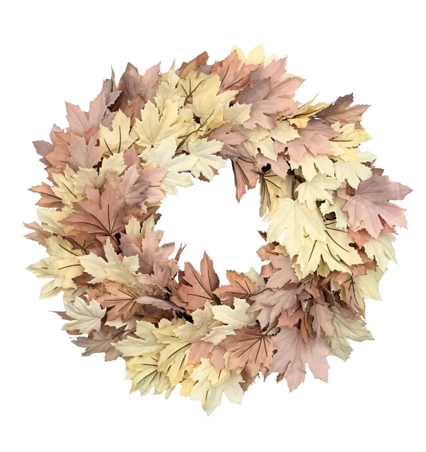 Neutral Cream and Mauve Fall Maple Leaf Wreath