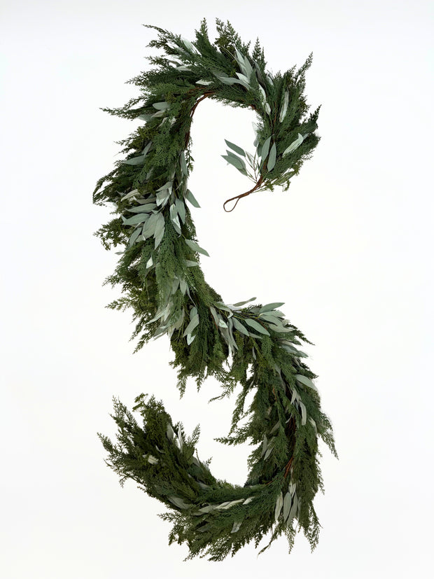 Pre-Order 9’ Artificial Real-Touch Cedar and Long Leaf Eucalyptus Garland