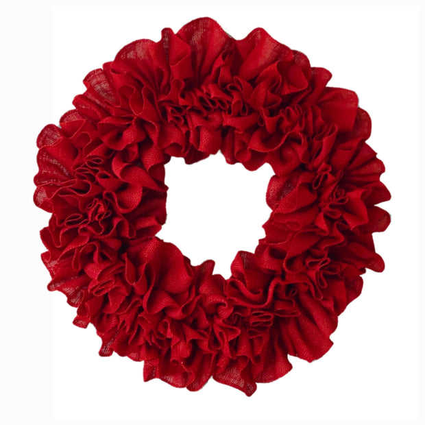 Red Ruffled Burlap Wreath