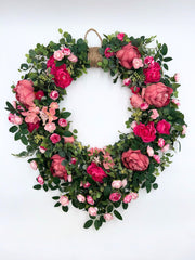 Artificial Pink Rose Garden Wreath
