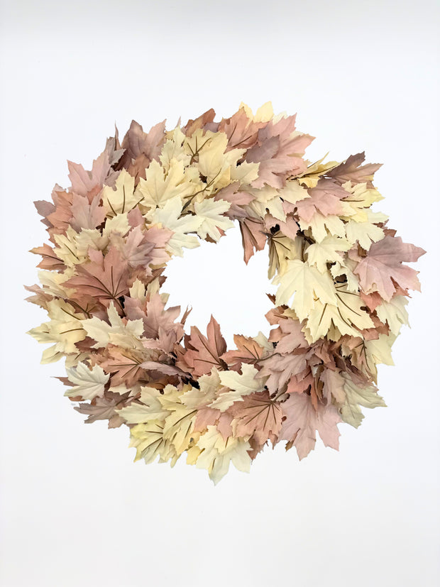 Neutral Cream and Mauve Fall Maple Leaf Wreath
