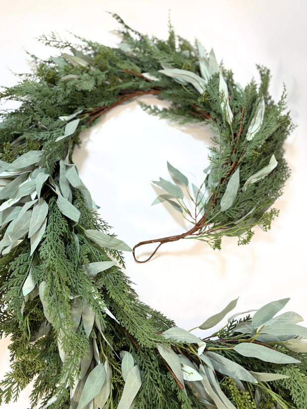 Pre-Order 9’ Artificial Real-Touch Cedar and Long Leaf Eucalyptus Garland