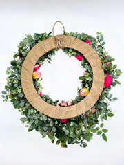 Artificial Pink Rose Garden Wreath