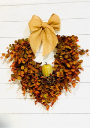 Cascading Burnt Orange Eucalyptus Pumpkin Wreath