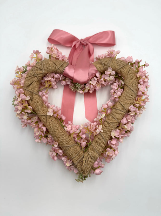 Pink Lilac Valentine's Heart Wreath