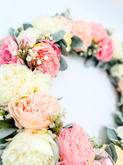 Pink Peony and Ranunculus Wreath