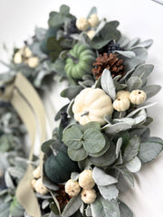 Fall Harvest Pumpkin Wreath with Blueberries