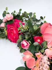 Artificial Pink Rose Garden Wreath