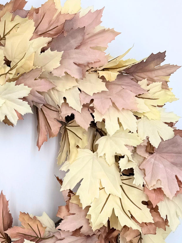Neutral Cream and Mauve Fall Maple Leaf Wreath