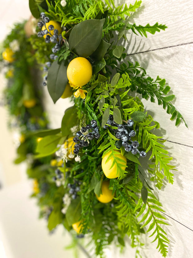 Cascading Lemon Blueberry Fern Wreath