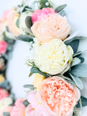 Pink Peony and Ranunculus Wreath