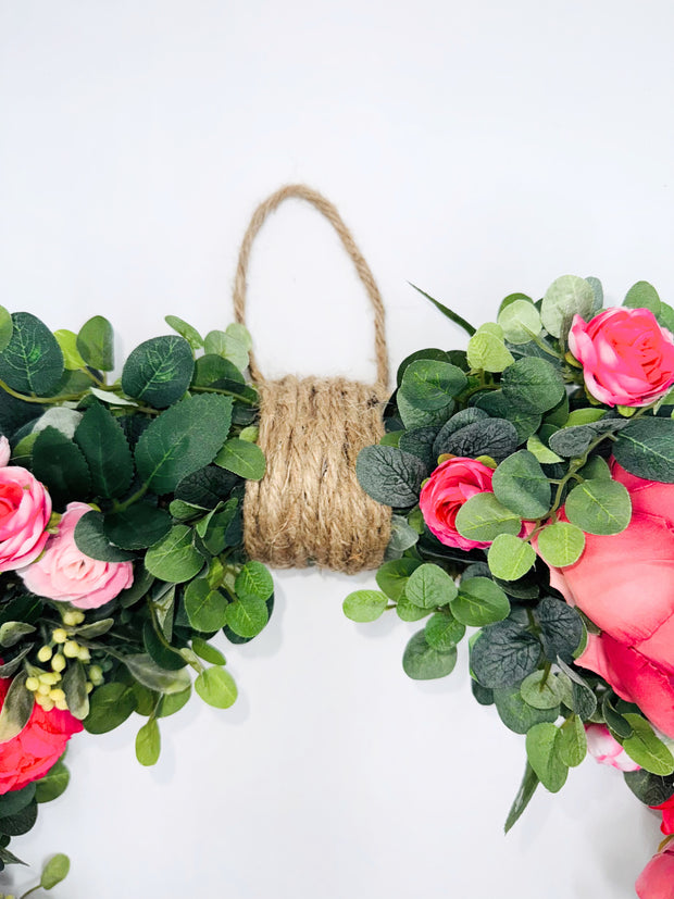 Artificial Pink Rose Garden Wreath