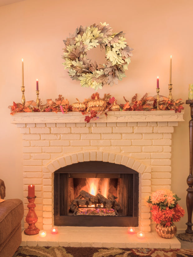 Neutral Cream and Mauve Fall Maple Leaf Wreath