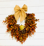 Cascading Burnt Orange Eucalyptus Pumpkin Wreath