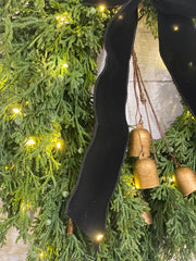 PreLit Cascading Juniper and Cedar Wreath with Bells