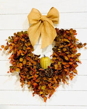 Cascading Burnt Orange Eucalyptus Pumpkin Wreath