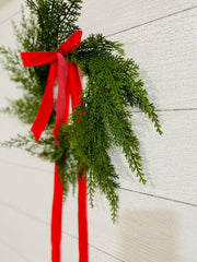 Traditional Red Mini Cedar Cabinet Wreaths with Ribbon