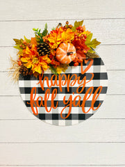 Happy Fall Y'all Buffalo Plaid Door Hanger