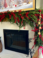 9ft Cedar and Red Berry Garland