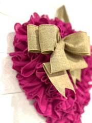 Pink Linen Bow Valentine’s Day Wreath