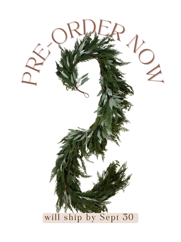Pre-Order 9’ Artificial Real-Touch Cedar and Long Leaf Eucalyptus Garland