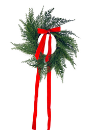 Traditional Red Mini Cedar Cabinet Wreaths with Ribbon