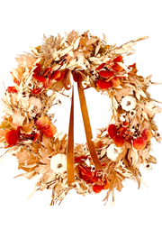 Neutral Fall Harvest Door Wreath with Pumpkins, Fall Front Door Wreath, Farmhouse Pumpkin Door Hanger, Autumn Porch Decor, Fall Mantle Decor