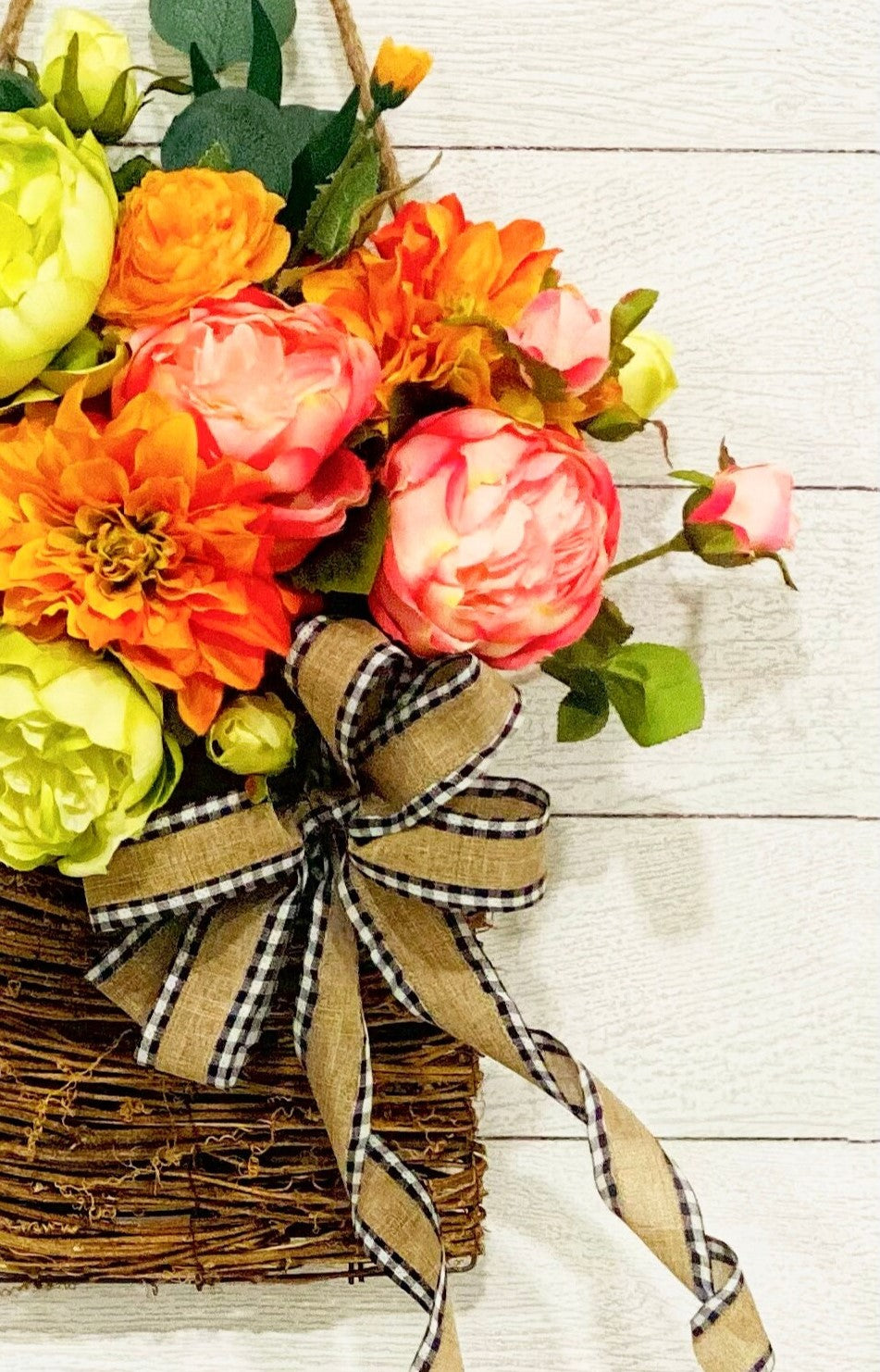 Spring Peony and Dahlia Door Basket – Journey Decor