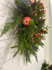 Williamsburg Christmas Wreath for Front Door, Apple and Pomegranate Wreath with Berries, Red and Green Winter Wreath