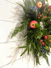 Williamsburg Christmas Wreath for Front Door, Apple and Pomegranate Wreath with Berries, Red and Green Winter Wreath