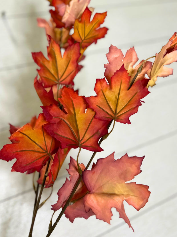 Artificial Autumn Maple Leaf Stems - Customizable Bendable Stems