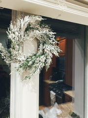 Flocked Mini Cabinet Wreaths for Christmas, Mini Cedar Cabinet Wreaths, Cabinet Wreath with Snow, Farmhouse winter Decor, mini window wreath