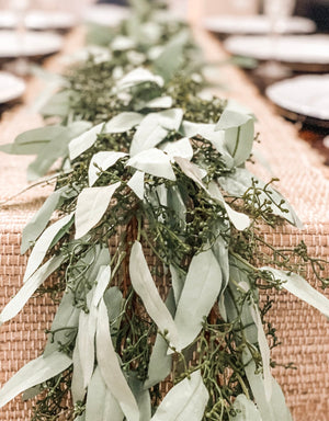 Artificial Seeded Eucalyptus Garland for mantle, wedding centerpiece, wedding arch greenery, mantle decor,  table decor, garland for wedding