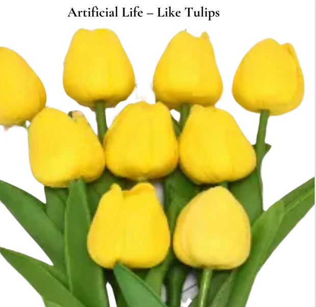 Bundle of 10 Artificial Tulips, Real Touch Tulip Stems, Life Life Tulip Bulb, Realistic Artificial Spring Flowers, Faux Florals Arrangement