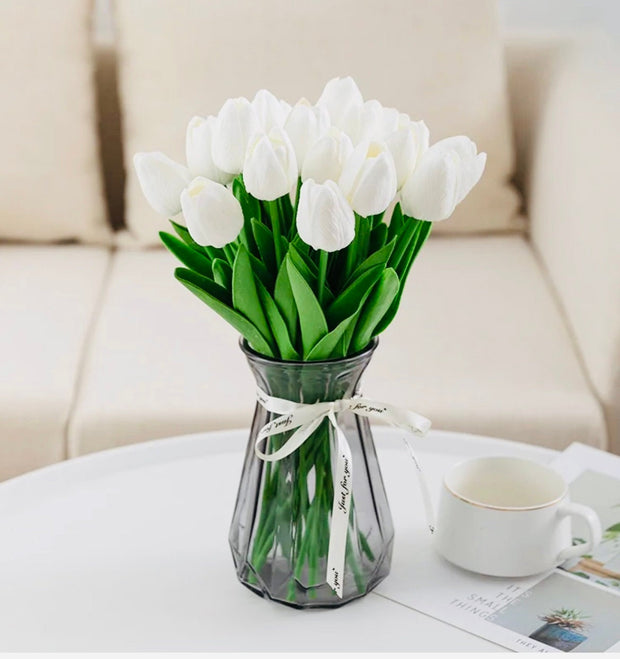 Bundle of 10 Artificial Tulips, Real Touch Tulip Stems, Life Life Tulip Bulb, Realistic Artificial Spring Flowers, Faux Florals Arrangement