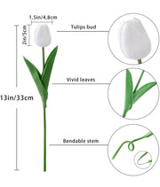 Bundle of 10 Artificial Tulips, Real Touch Tulip Stems, Life Life Tulip Bulb, Realistic Artificial Spring Flowers, Faux Florals Arrangement