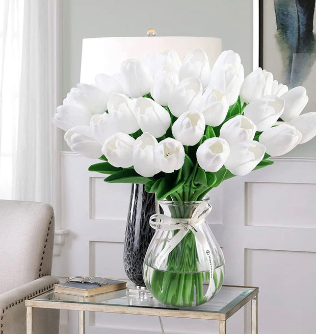 Bundle of 10 Artificial Tulips, Real Touch Tulip Stems, Life Life Tulip Bulb, Realistic Artificial Spring Flowers, Faux Florals Arrangement