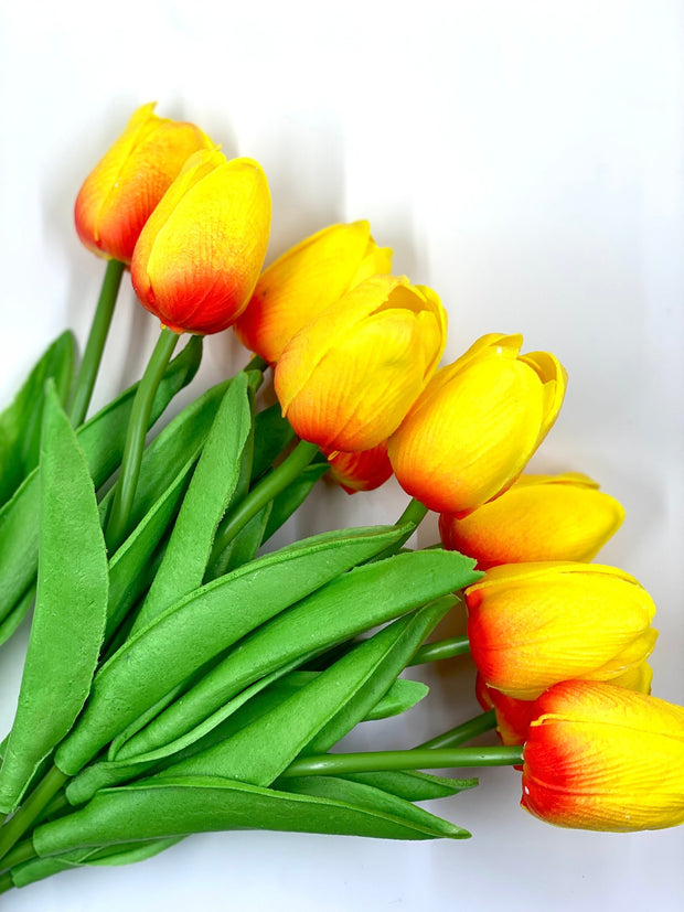 Bundle of 10 Artificial Tulips, Real Touch Tulip Stems, Life Life Tulip Bulb, Realistic Artificial Spring Flowers, Faux Florals Arrangement
