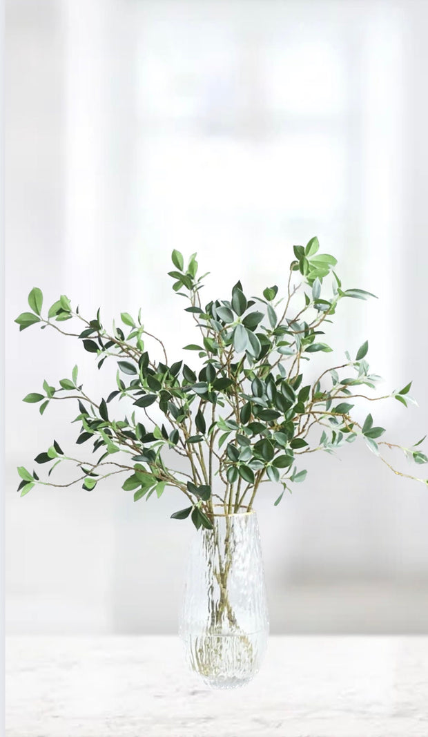 Artificial Real Touch Fiscus Microcarpa Stem, Life Like Greenery Branch, Realistic Artificial Spring Flowers, Faux Greenery Arrangement