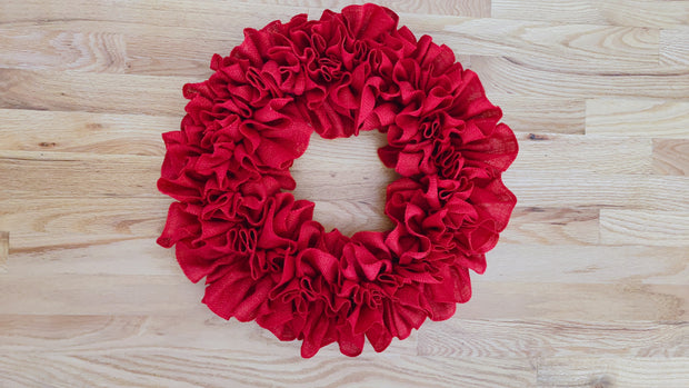 Red Ruffled Burlap Wreath