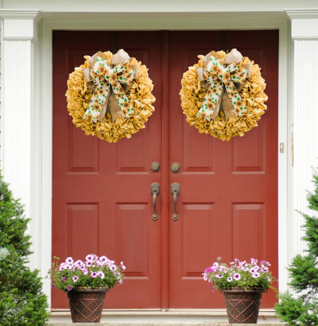 Burlap Sunflower Front Door Wreath